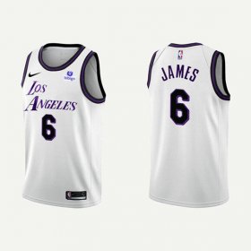 Wholesale Cheap Men\'s Los Angeles Lakers #6 LeBron James 2022-23 White Stitched Basketball Jersey