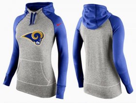 Wholesale Cheap Women\'s Nike Los Angeles Rams Performance Hoodie Grey & Blue_2
