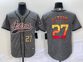 Wholesale Cheap Men\'s Houston Astros #27 Jose Altuve Number Grey Gridiron Cool Base Stitched Baseball Jersey
