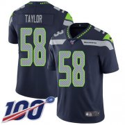 Wholesale Cheap Nike Seahawks #58 Darrell Taylor Steel Blue Team Color Men's Stitched NFL 100th Season Vapor Untouchable Limited Jersey