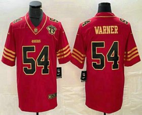 Cheap Men\'s San Francisco 49ers #54 Bobby Wagner Red 75th Patch Golden Edition Stitched Nike Limited Jersey