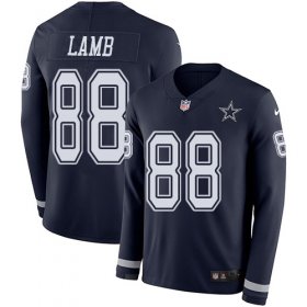 Wholesale Cheap Nike Cowboys #88 CeeDee Lamb Navy Blue Team Color Men\'s Stitched NFL Limited Therma Long Sleeve Jersey