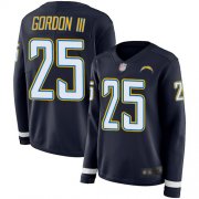 Wholesale Cheap Nike Chargers #25 Melvin Gordon III Navy Blue Team Color Women's Stitched NFL Limited Therma Long Sleeve Jersey
