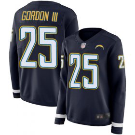 Wholesale Cheap Nike Chargers #25 Melvin Gordon III Navy Blue Team Color Women\'s Stitched NFL Limited Therma Long Sleeve Jersey