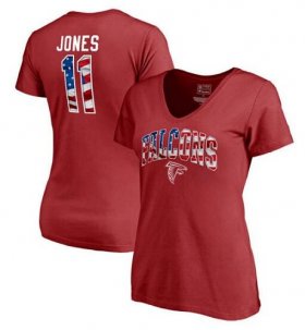 Wholesale Cheap Women\'s Atlanta Falcons #11 Julio Jones NFL Pro Line by Fanatics Branded Banner Wave Name & Number T-Shirt Red
