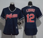 Wholesale Cheap Indians #12 Francisco Lindor Navy Blue Women's Alternate Stitched MLB Jersey