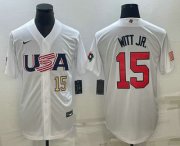 Cheap Mens USA Baseball #15 Bobby Witt Jr Number 2023 White World Baseball Classic Replica Stitched Jersey