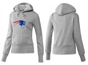 Wholesale Cheap Women\'s New England Patriots Logo Pullover Hoodie Grey