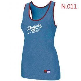 Wholesale Cheap Women\'s Nike Los Angeles Dodgers Tri-Blend Racerback Stretch Tank Top Light Blue