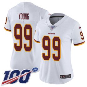 Wholesale Cheap Nike Redskins #99 Chase Young White Women\'s Stitched NFL 100th Season Vapor Untouchable Limited Jersey