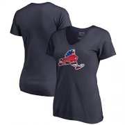 Wholesale Cheap Women's Buffalo Bills NFL Pro Line by Fanatics Branded Navy Banner State V-Neck T-Shirt
