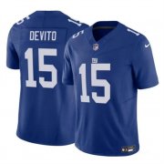 Cheap Men's New York Giants #15 Tommy DeVito Blue 2023 F.U.S.E. Vapor Untouchable Limited Football Stitched Jersey