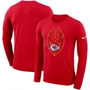 Wholesale Cheap Men's Kansas City Chiefs Nike Red Fan Gear Icon Performance Long Sleeve T-Shirt