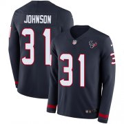 Wholesale Cheap Nike Texans #31 David Johnson Navy Blue Team Color Men's Stitched NFL Limited Therma Long Sleeve Jersey