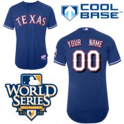 Wholesale Cheap Rangers Customized Authentic Blue Cool Base MLB Jersey w/2010 World Series Patch (S-3XL)