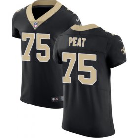 Wholesale Cheap Nike Saints #75 Andrus Peat Black Team Color Men\'s Stitched NFL Vapor Untouchable Elite Jersey