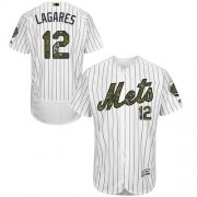 Wholesale Cheap Mets #12 Juan Lagares White(Blue Strip) Flexbase Authentic Collection Memorial Day Stitched MLB Jersey