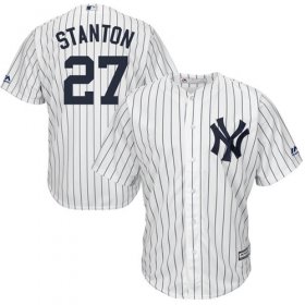 Wholesale Cheap Yankees #27 Giancarlo Stanton White Strip New Cool Base Stitched MLB Jersey