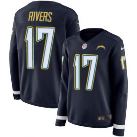 Wholesale Cheap Nike Chargers #17 Philip Rivers Navy Blue Team Color Women\'s Stitched NFL Limited Therma Long Sleeve Jersey