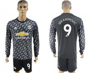 Wholesale Cheap Manchester United #9 Ibrahimovic Black Long Sleeves Soccer Club Jersey