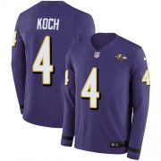 Wholesale Cheap Nike Ravens #4 Sam Koch Purple Team Color Men's Stitched NFL Limited Therma Long Sleeve Jersey