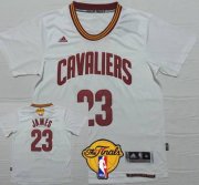 Wholesale Cheap Men's Cleveland Cavaliers #23 LeBron James Revolution 2015 The Finals New White Short-Sleeved Jersey