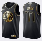 Wholesale Cheap Nike Mavericks #77 Luka Doncic Black Gold NBA Swingman Limited Edition Jersey