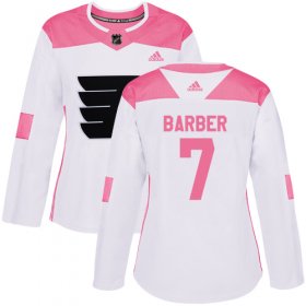 Wholesale Cheap Adidas Flyers #7 Bill Barber White/Pink Authentic Fashion Women\'s Stitched NHL Jersey