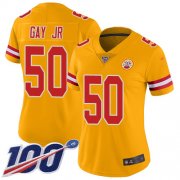 Wholesale Cheap Nike Chiefs #50 Willie Gay Jr. Gold Women's Stitched NFL Limited Inverted Legend 100th Season Jersey
