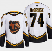 Wholesale Cheap Men's Boston Bruins #74 Jake DeBrusk White 2022-23 Reverse Retro Stitched Jersey