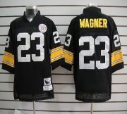 Wholesale Cheap Mitchell And Ness Steelers #23 Mike Wagner Black Stitched NFL Jersey