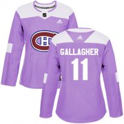 Wholesale Cheap Adidas Canadiens #11 Brendan Gallagher Purple Authentic Fights Cancer Women's Stitched NHL Jersey