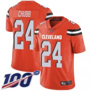 Wholesale Cheap Nike Browns #24 Nick Chubb Orange Alternate Men's Stitched NFL 100th Season Vapor Limited Jersey