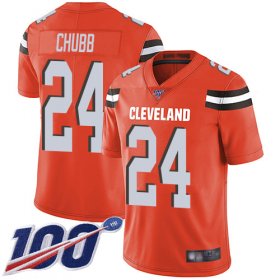 Wholesale Cheap Nike Browns #24 Nick Chubb Orange Alternate Men\'s Stitched NFL 100th Season Vapor Limited Jersey
