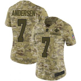Wholesale Cheap Nike Saints #7 Morten Andersen Camo Women\'s Stitched NFL Limited 2018 Salute to Service Jersey