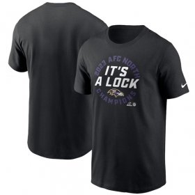 Cheap Men\'s Baltimore Ravens Black 2023 AFC North Division Champions Locker Room Trophy Collection T-Shirt