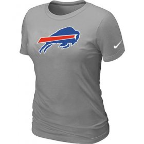 Wholesale Cheap Women\'s Nike Buffalo Bills Logo NFL T-Shirt Light Grey