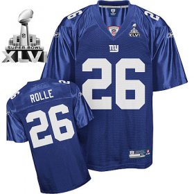 Wholesale Cheap Giants #26 Antrel Rolle Blue Super Bowl XLVI Embroidered NFL Jersey