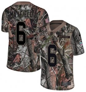 Wholesale Cheap Nike Browns #6 Baker Mayfield Camo Men\'s Stitched NFL Limited Rush Realtree Jersey