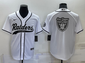 Wholesale Cheap Men\'s Las Vegas Raiders White Team Big Logo With Patch Cool Base Stitched Baseball Jersey