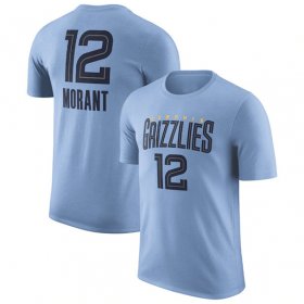Cheap Men\'s Memphis Grizzlies #12 Ja Morant Light Blue 2022-23 Statement Edition Name & Number T-Shirt