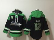 Wholesale Cheap Men's Seattle Seahawks #12 Fan Black Ageless Must-Have Lace-Up Pullover Hoodie