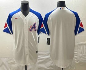 Cheap Men\'s Atlanta Braves Blank White 2023 City Connect Cool Base Stitched Jersey