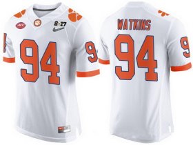 Wholesale Cheap Men\'s Clemson Tigers #94 Carlos Watkins White 2017 Championship Game Patch Stitched CFP Nike Limited Jersey