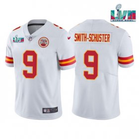 Wholesale Cheap Men\'s Kansas City Chiefs #9 JuJu Smith-Schuster White Super Bowl LVII Patch Vapor Untouchable Limited Stitched Jersey