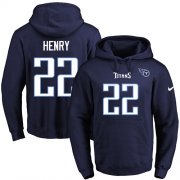 Wholesale Cheap Nike Titans #22 Derrick Henry Navy Blue Name & Number Pullover NFL Hoodie