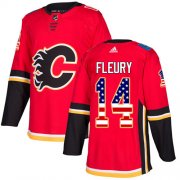 Wholesale Cheap Adidas Flames #14 Theoren Fleury Red Home Authentic USA Flag Stitched Youth NHL Jersey