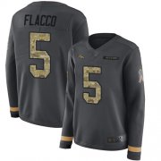 Wholesale Cheap Nike Broncos #5 Joe Flacco Anthracite Salute to Service Women's Stitched NFL Limited Therma Long Sleeve Jersey