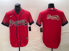 Cheap Men\'s Atlanta Braves Red Team Big Logo City Connect Cool Base Stitched Baseball Jersey