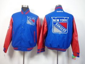 Wholesale Cheap New York Rangers Satin Button-Up Blue NHL Jacket